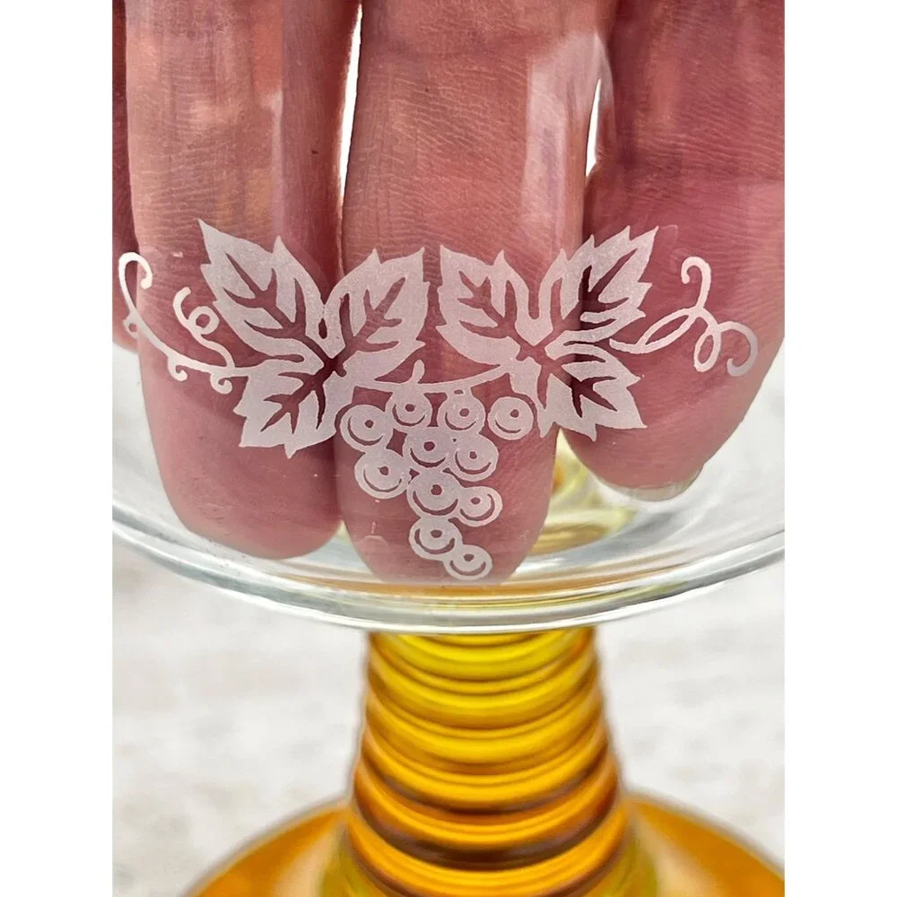 Schott Zwiesel Etched Wine Goblet With Amber Beehive Base 5.5